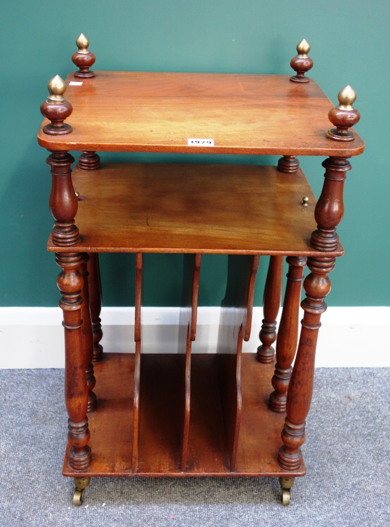 Appraisal: A Victorian brass mounted mahogany whatnot music stand on baluster