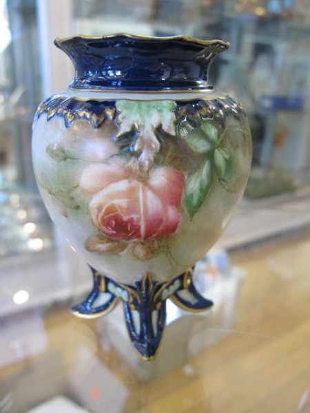 Appraisal: HADLEYS WORCESTER HAND PAINTED FLOWER VASE