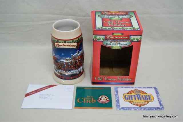 Appraisal: Budweiser Clydesdale Christmas Stein Box Is an authorized Anheuser-Busch Inc