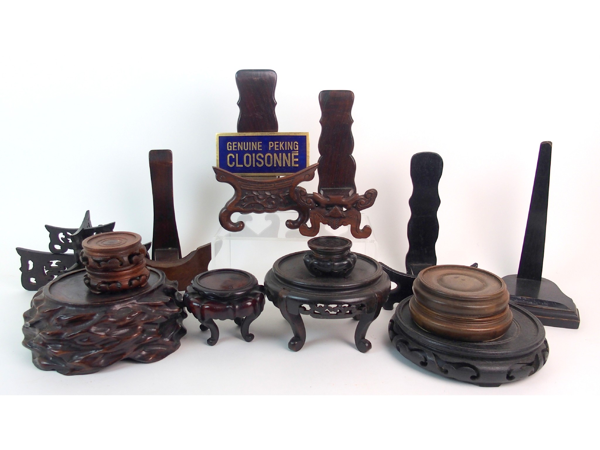 Appraisal: A quantity of Chinese hardwood stained vase and plate stands