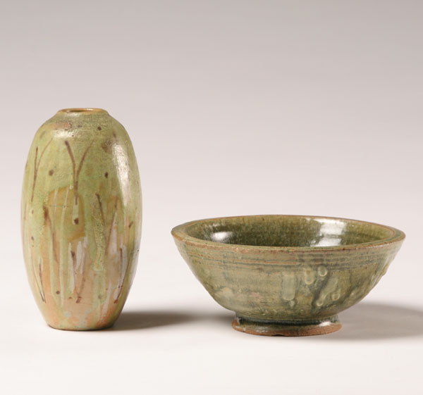 Appraisal: Robert Lohman American - art pottery bowl and slender form