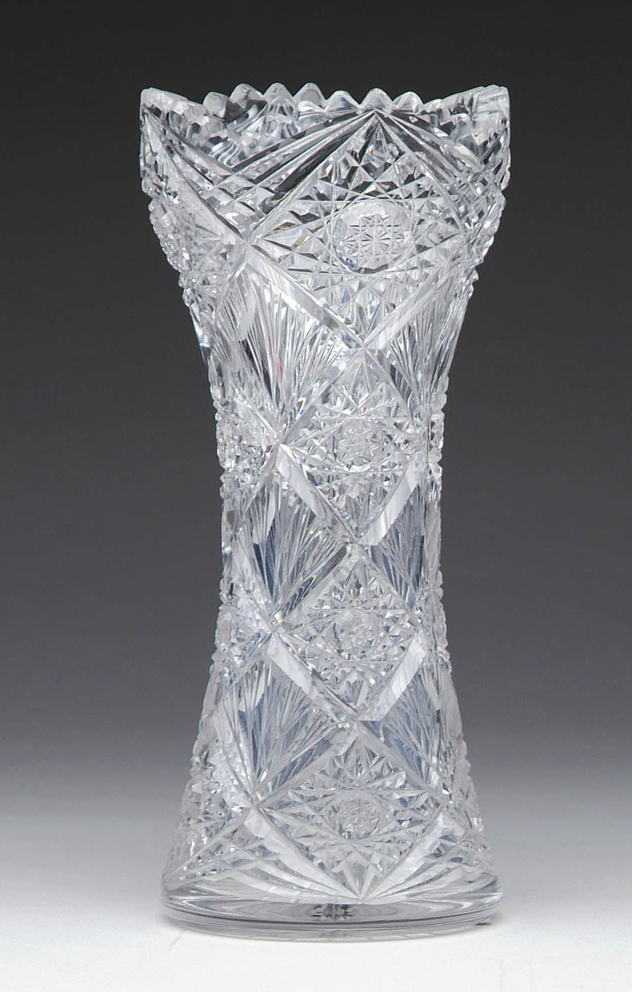 Appraisal: CUT GLASS VASE Lovely cut glass vase has alternating bands