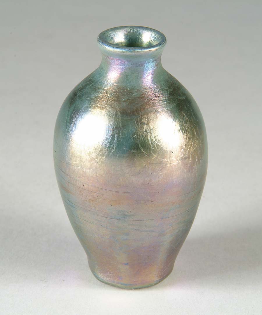 Appraisal: TIFFANY MINIATURE VASE Classic Egyptian form in a miniature sized