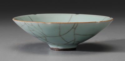 Appraisal: Song-style Mallow-Form Ceramic Bowl Chinese th century thick glaze of