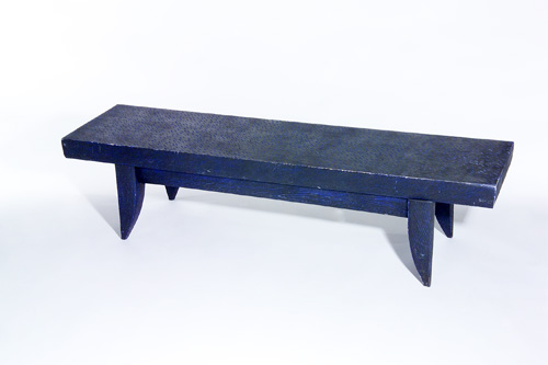 Appraisal: WENDY MURAYAMA Carved wood bench with a thick rectangular top