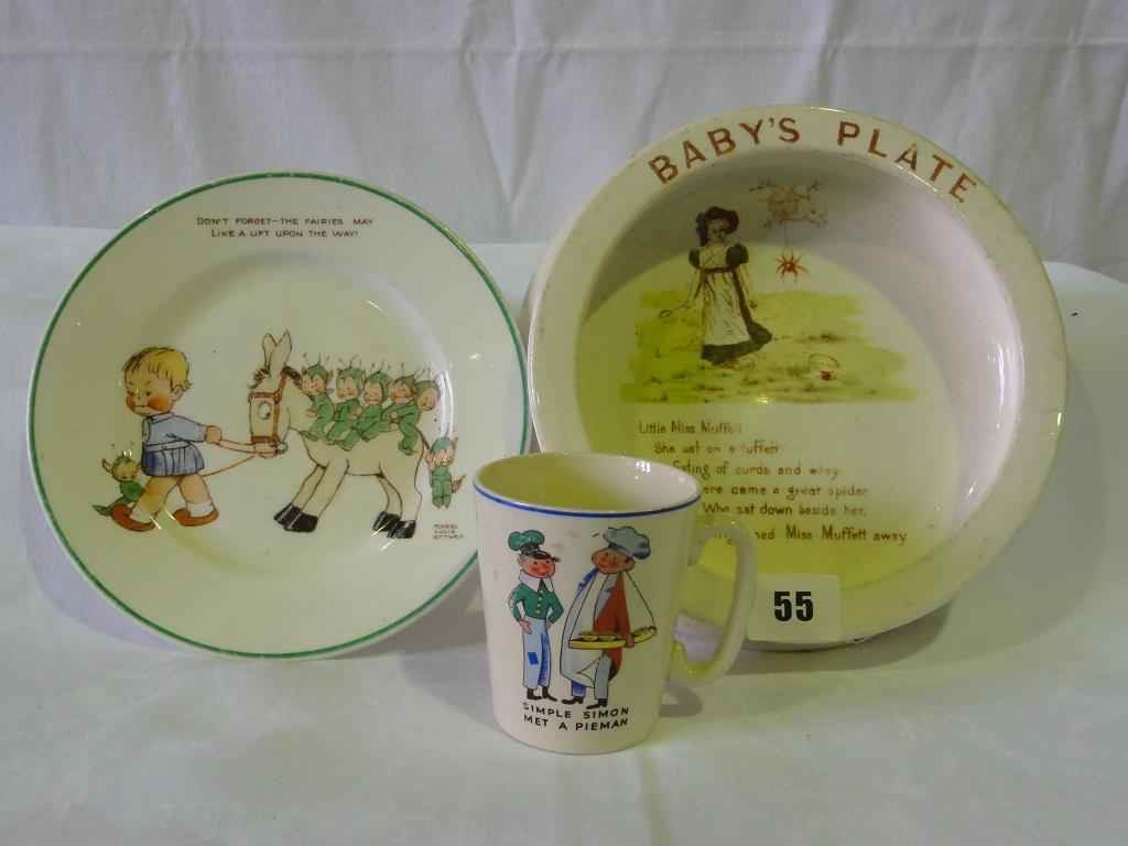 Appraisal: A small collection of nursery wares including a Grimwades baby's