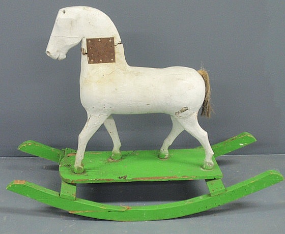 Appraisal: German carved wood rocking horse late th c As found