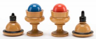 Appraisal: Passe Passe Ball Vases German ca A red and blue