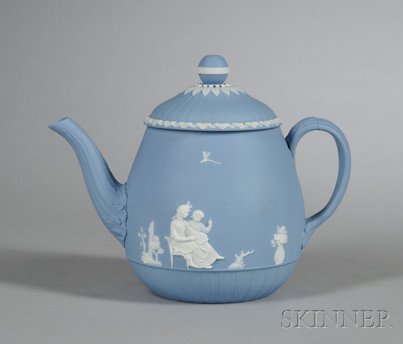 Appraisal: Wedgwood Solid Blue Jasper Teapot and Cover England late th