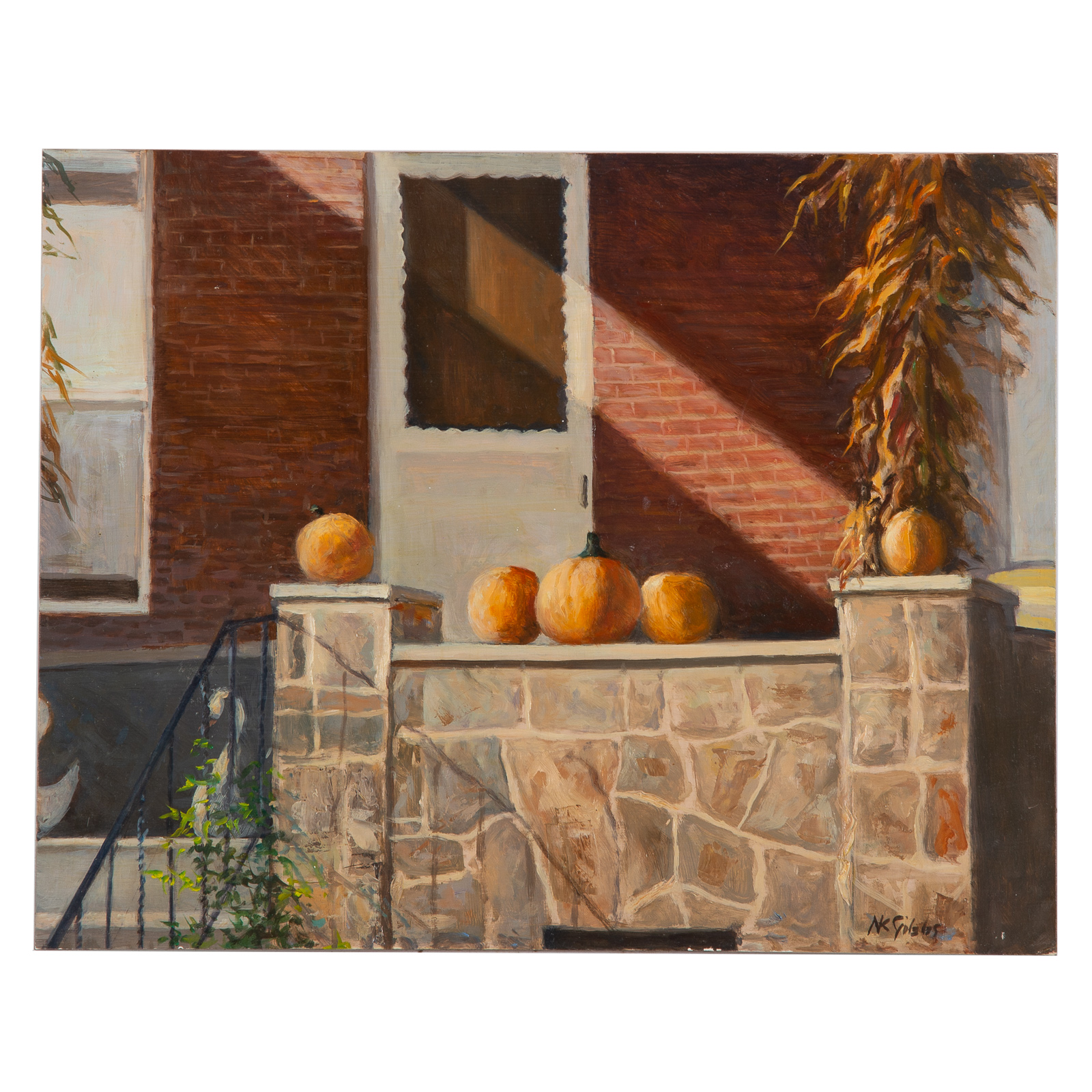 Appraisal: NATHANIEL K GIBBS PUMPKINS ON THE PORCH OIL American -