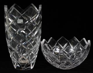 Appraisal: MIKASA CRYSTAL 'CRESCENDO' PATTERN VASE OPEN BOWL MIKASA CRYSTAL 'CRESCENDO'