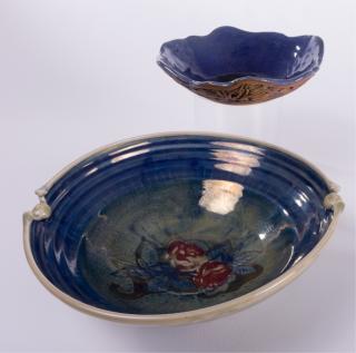 Appraisal: Kirkpatrick Ursy Glazed Pottery Bowl Duo One bowl with impressed