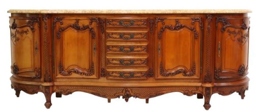 Appraisal: French Louis XV style fruitwood sideboard late th c shaped