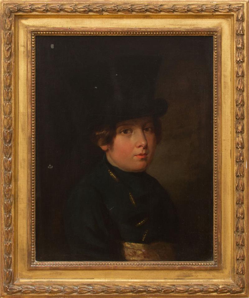 Appraisal: CONTINENTAL SCHOOL PORTRAIT OF A BOY IN A TOP HAT