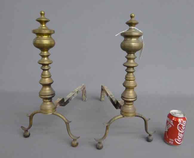 Appraisal: Pair th c Empire andirons '' Ht