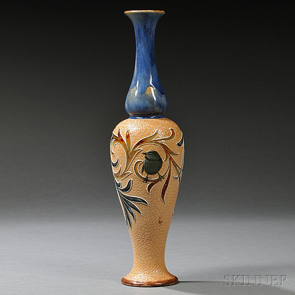 Appraisal: Doulton Lambeth Florence Barlow Decorated Stoneware Vase England late th