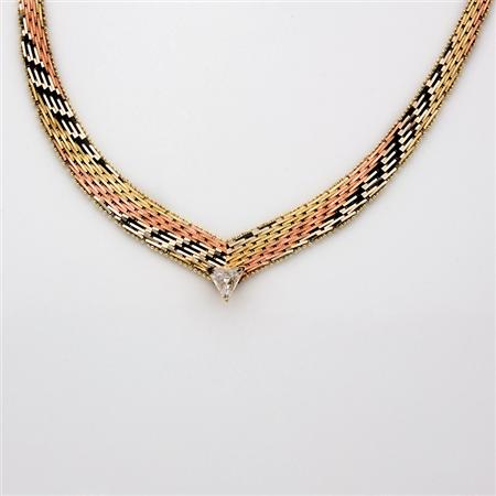 Appraisal: Tricolor Gold and Diamond Necklace Estimate -