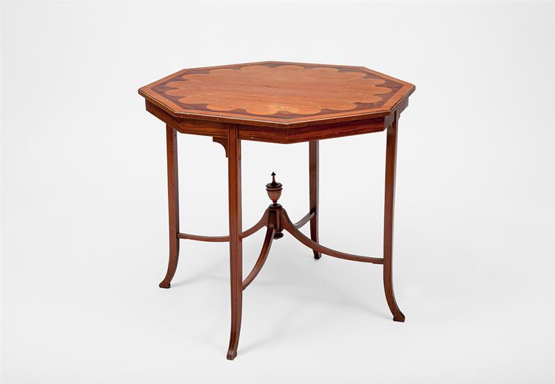 Appraisal: Edwardian Inlaid Satinwood Octagonal-Top Table x in Estimate -