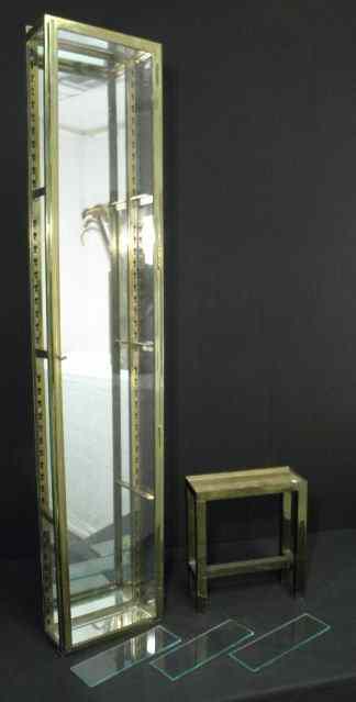 Appraisal: French heavy brass and glass hanging vitrine or display case