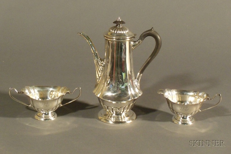 Appraisal: Three-Piece Richard Dimes Company Sterling Queen Anne Demitasse Set early