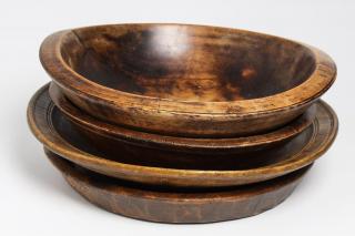 Appraisal: Antique Treen Wood Serving Bowls Platters Turned wood Largest diameter