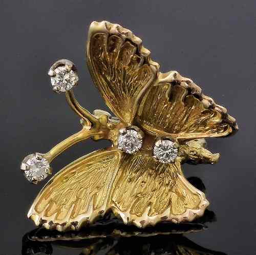 Appraisal: An ct gold and diamond set butterfly pattern brooch the