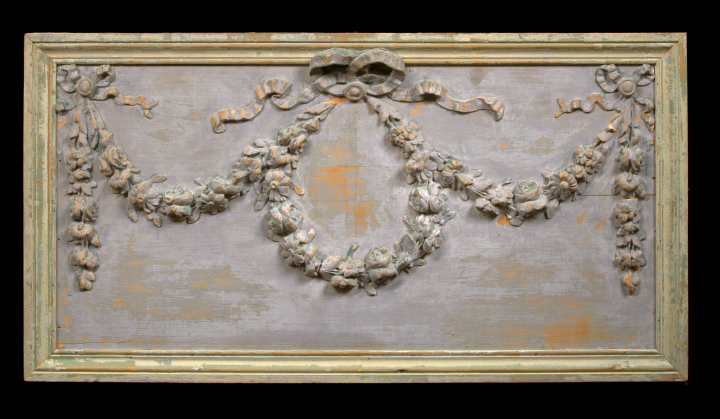 Appraisal: Louis XVI-Style Polychromed Wood Gesso and Applied Plaster Supra Porta