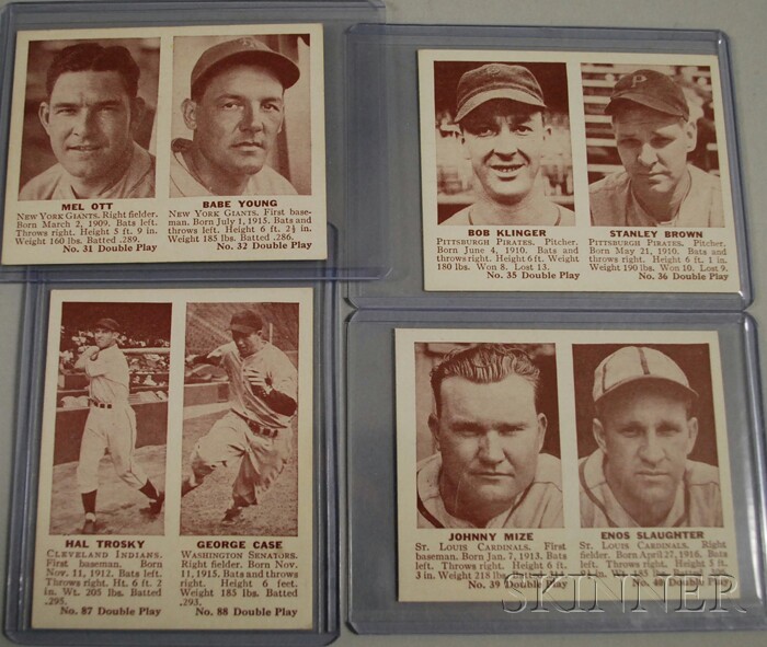 Appraisal: Four Double Play Baseball Cards no Ott Young no Kinger