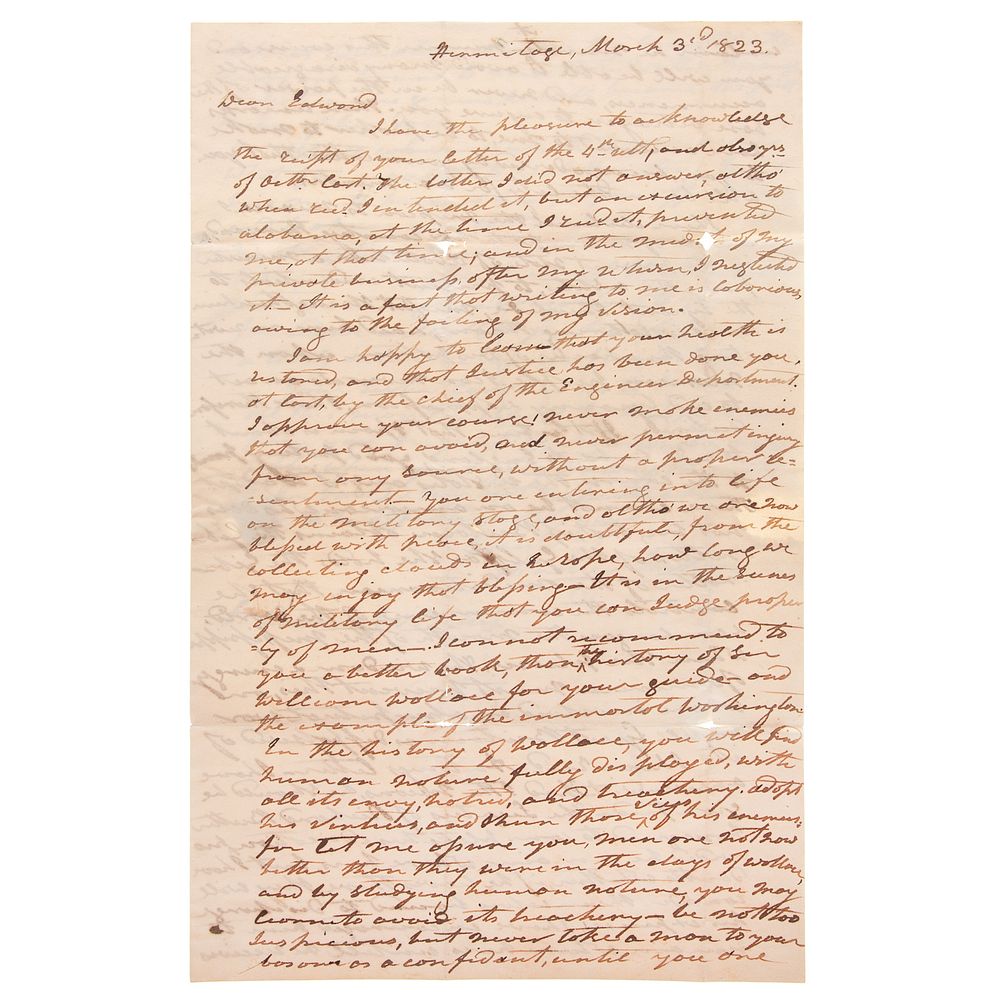 Appraisal: Autograph Letter of Andrew Jackson March Original autograph letter of