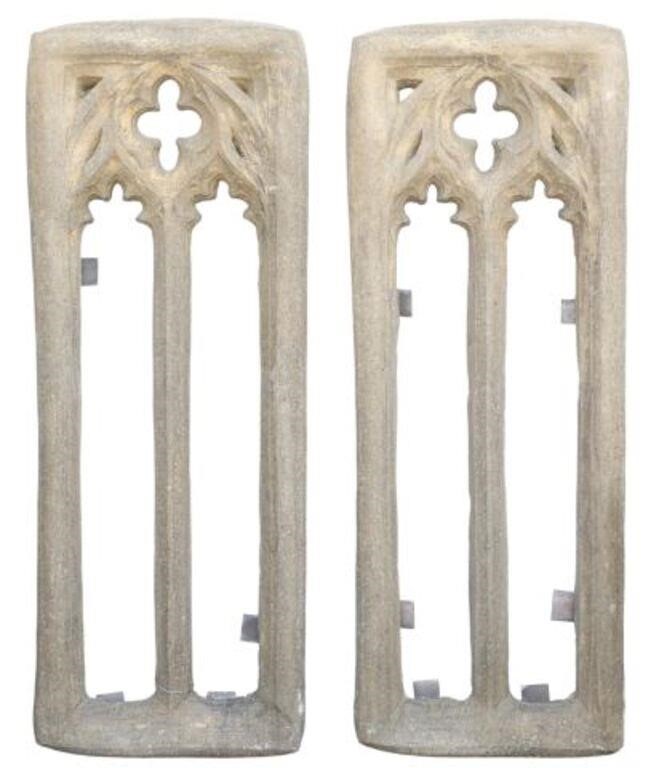 Appraisal: pair Architectural cast stone Gothic style windows th c rectangular