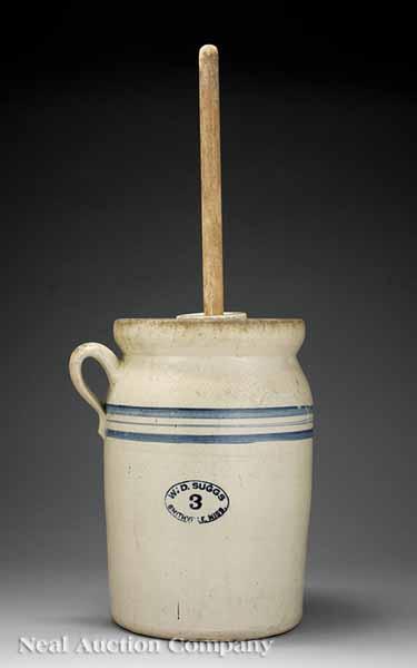 Appraisal: An Antique American Earthenware Butter Churn W D Suggs American