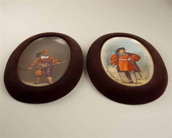 Appraisal: A Pair of Handpainted Porcelain Plaques oval each signed with