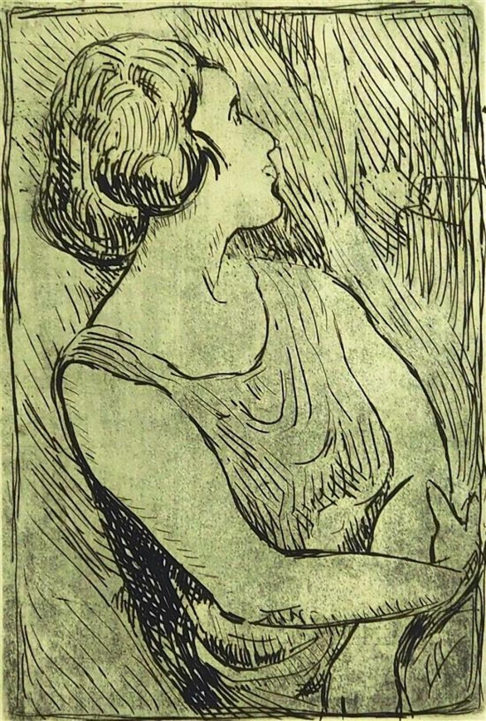 Appraisal: Louis Valtat France - Femme assise au balconie Etching and