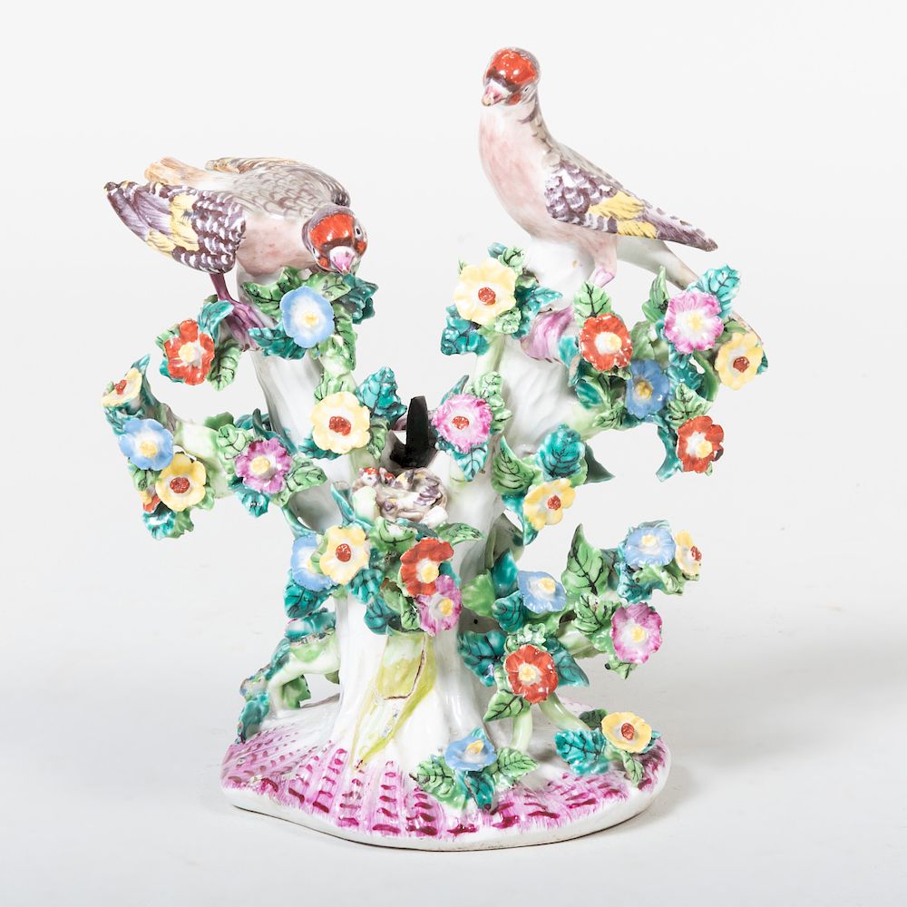 Appraisal: Bow Porcelain Candlestick Group of Birds in high Property from