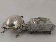 Appraisal: A cut glass sardine dish with silver plated lid and