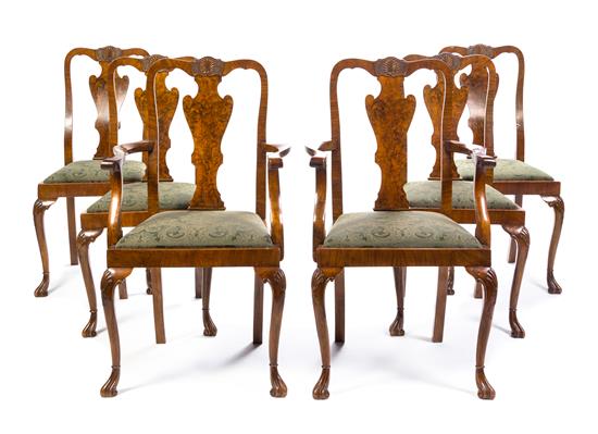 Appraisal: Sale Lot A Set of Six Queen Anne Style Burlwood