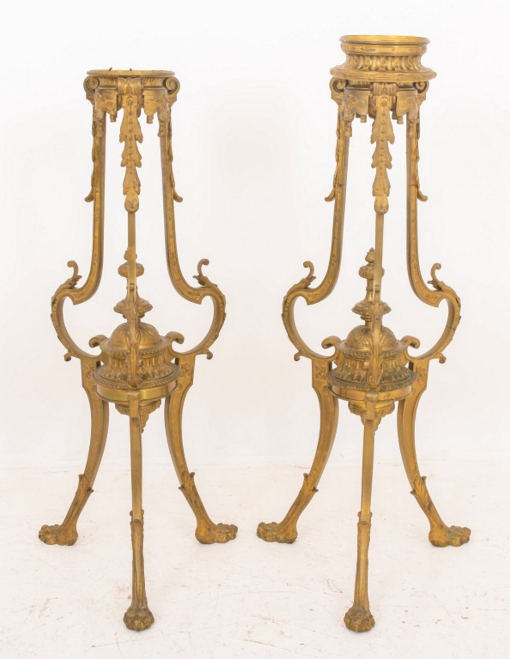 Appraisal: BELLE EPOQUE GILT BRONZE PEDESTALS PAIR Pair of Belle Epoque