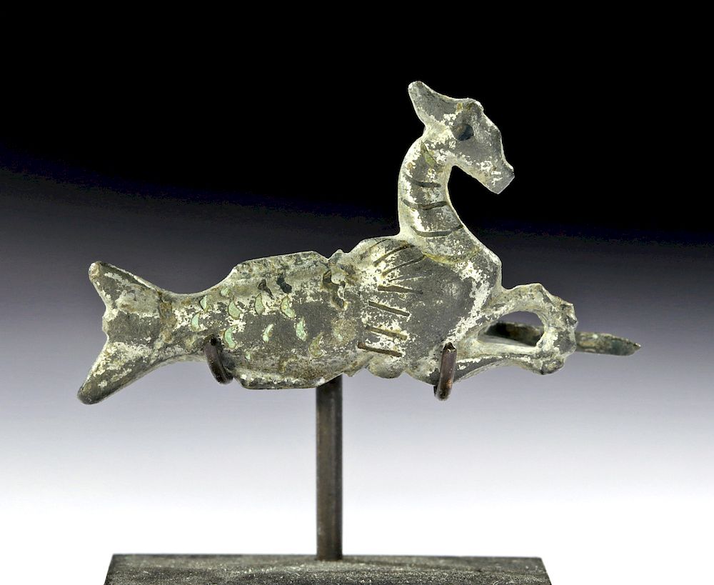 Appraisal: Roman Silvered Bronze Fibula - Hippocamp Fish Roman Imperial Period