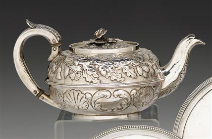 Appraisal: George III sterling silver teapot thomas holland london Flattened globular