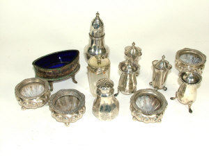 Appraisal: Four Edwardian silver circular salts the gadrooned bodies on three