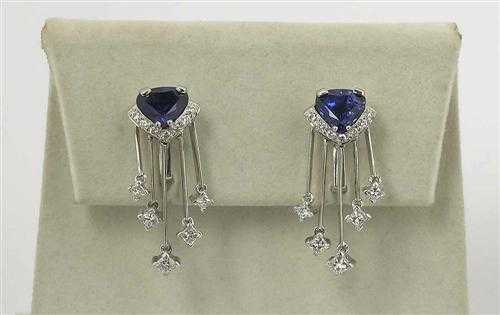 Appraisal: SAPPHIRE AND DIAMOND PENDANT EARRINGS White gold Elegant clip earrings