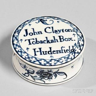 Appraisal: Staffordshire Creamware Covered Tobacco Box England c round box with