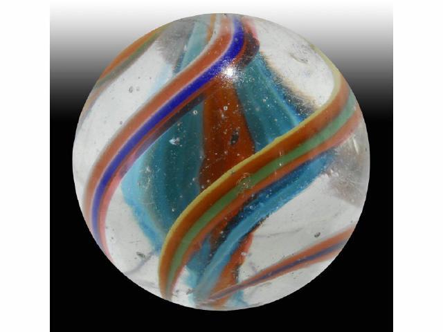 Appraisal: Single Ribbon Swirl Marble Description Stunning turquoise and white ribbon