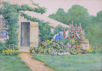 Appraisal: Theodora Willard American d Garden Watercolor on paper signed in