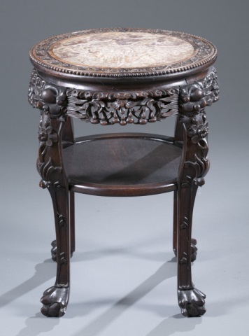 Appraisal: th c or Later Chinese Side Table Carved hardwood with