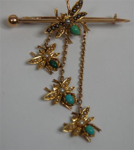 Appraisal: An Edwardian multi-gem set bar brooch designed as a knife