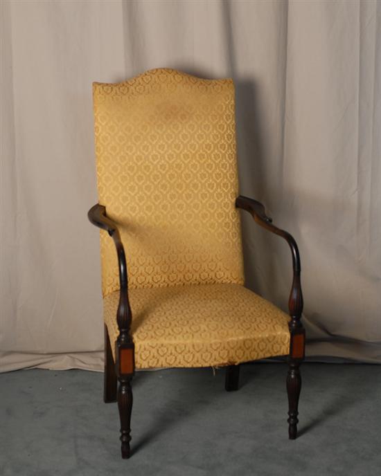 Appraisal: A th C Sheraton-style Lolling Chair having a shaped crest