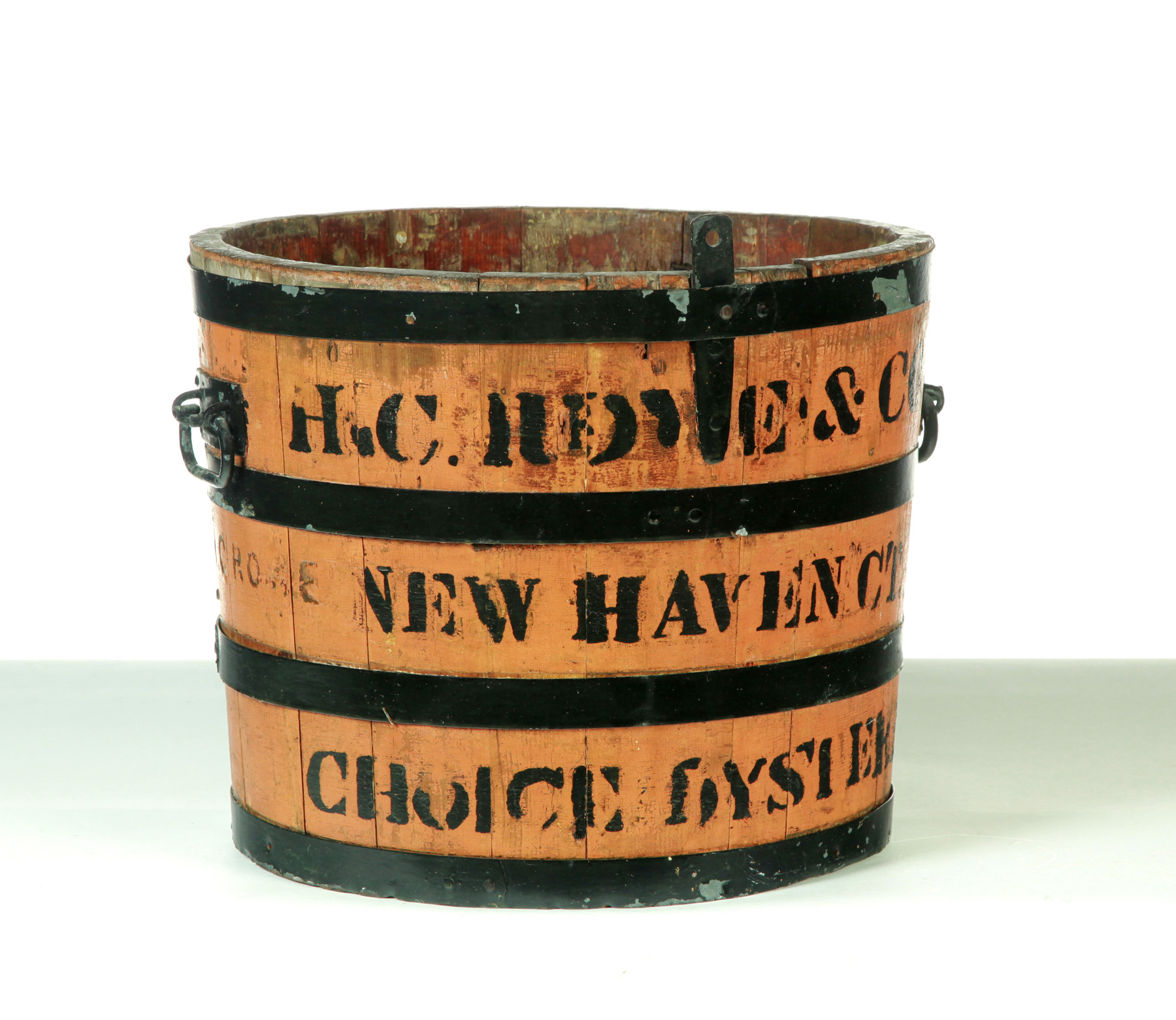 Appraisal: PAINTED STAVE CONSTRUCTED OYSTER BUCKET American th quarter- th century