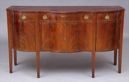 Appraisal: FEDERAL-STYLE MAHOGANY SIDEBOARD The serpentine front with a pair of