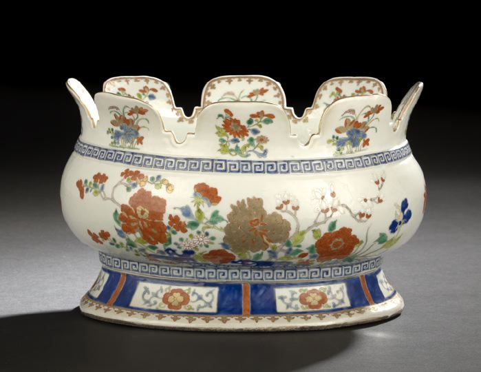 Appraisal: Chinese Export Porcelain Oval Monteith the bombe-form body with crenellated